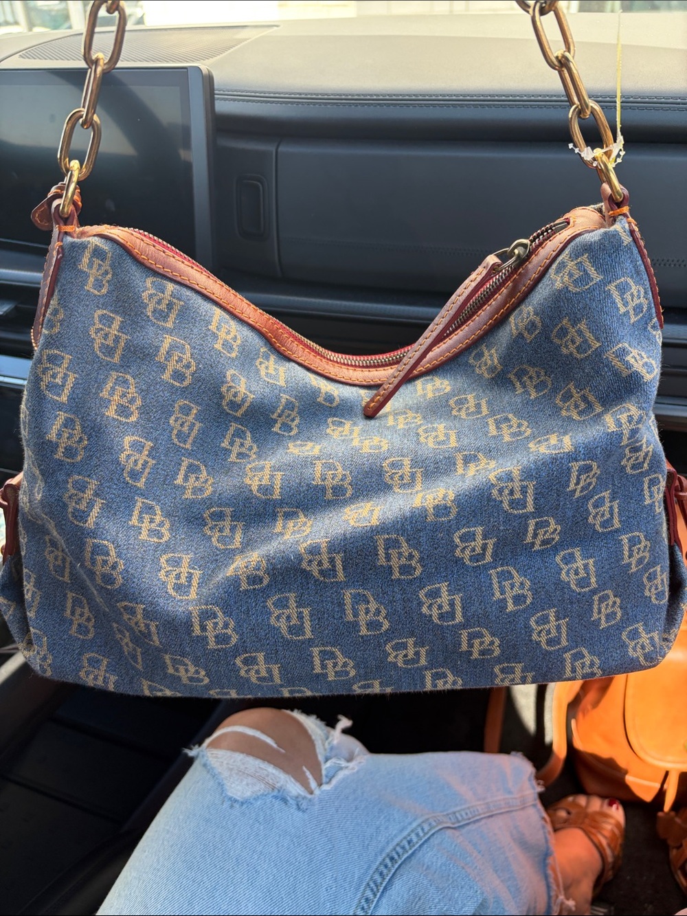 Vintage Dooney Bourke Denim Double Pocket Shoulder Tote bag - Picture 3 of 9